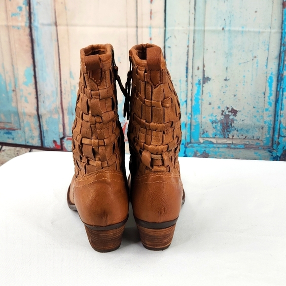 Sheridan Mia Tan Woven Leather Zip Ankle boots - Picture 3 of 8